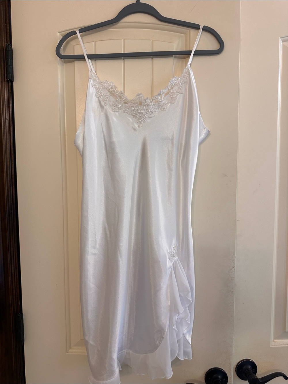 Linea Donatella White Satin Lace Nightgown Slip Dress XL